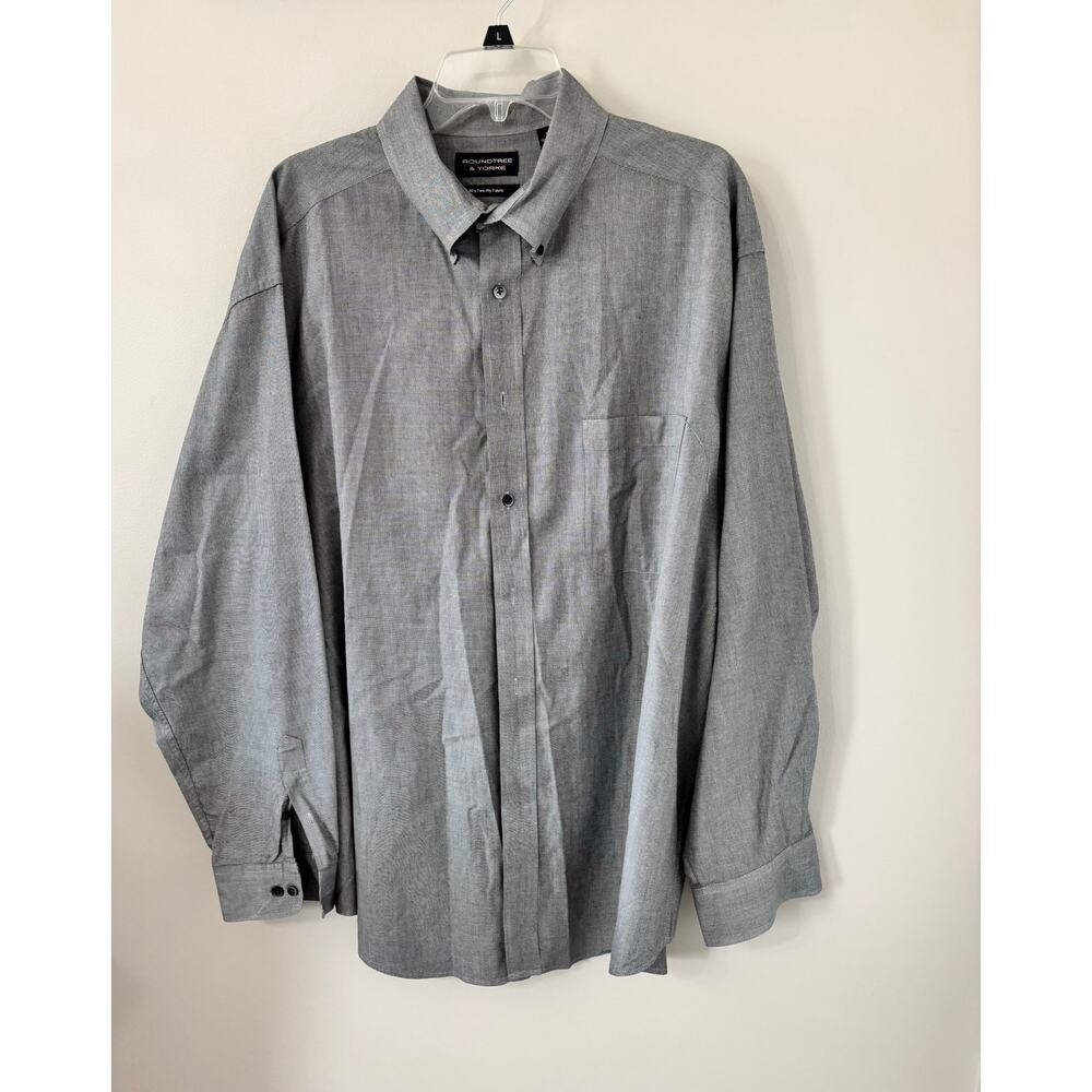 Roundtree & Yorke, men's long sleeve designed button down shirt, size 2XL(B&T)